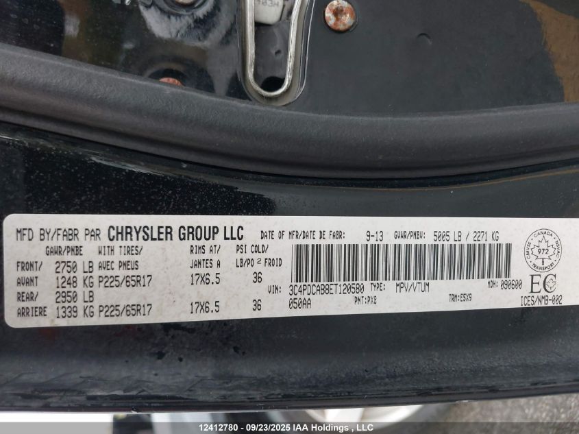 2014 Dodge Journey VIN: 3C4PDCAB8ET120580 Lot: 12412780