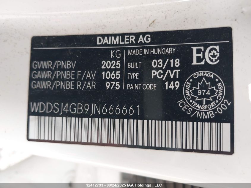 2018 Mercedes-Benz Cla 250 4Matic VIN: WDDSJ4GB9JN666661 Lot: 12412793