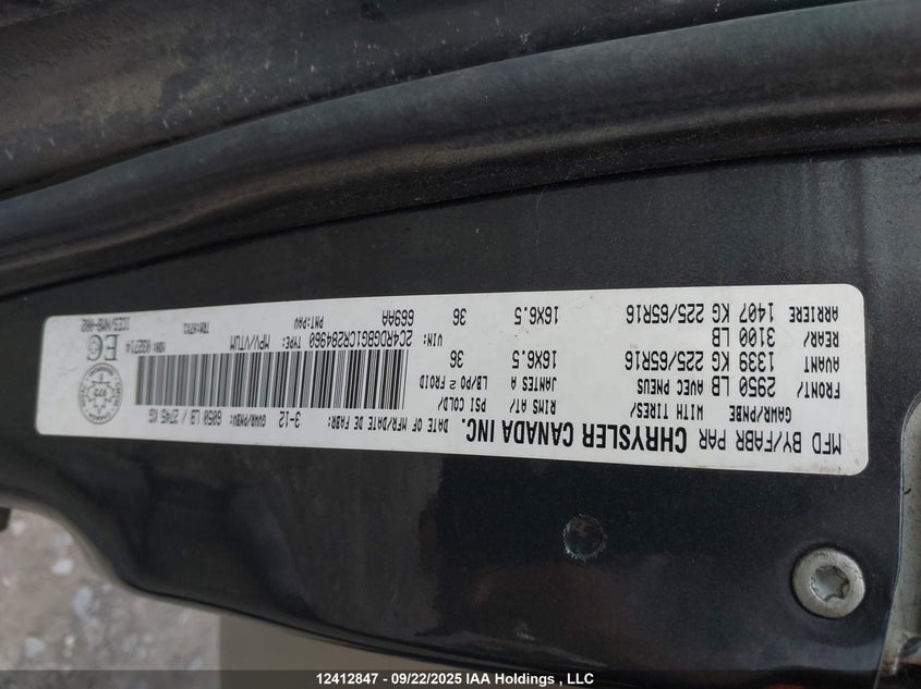 2012 Dodge Grand Caravan Se/Sxt VIN: 2C4RDGBG1CR284960 Lot: 12412847