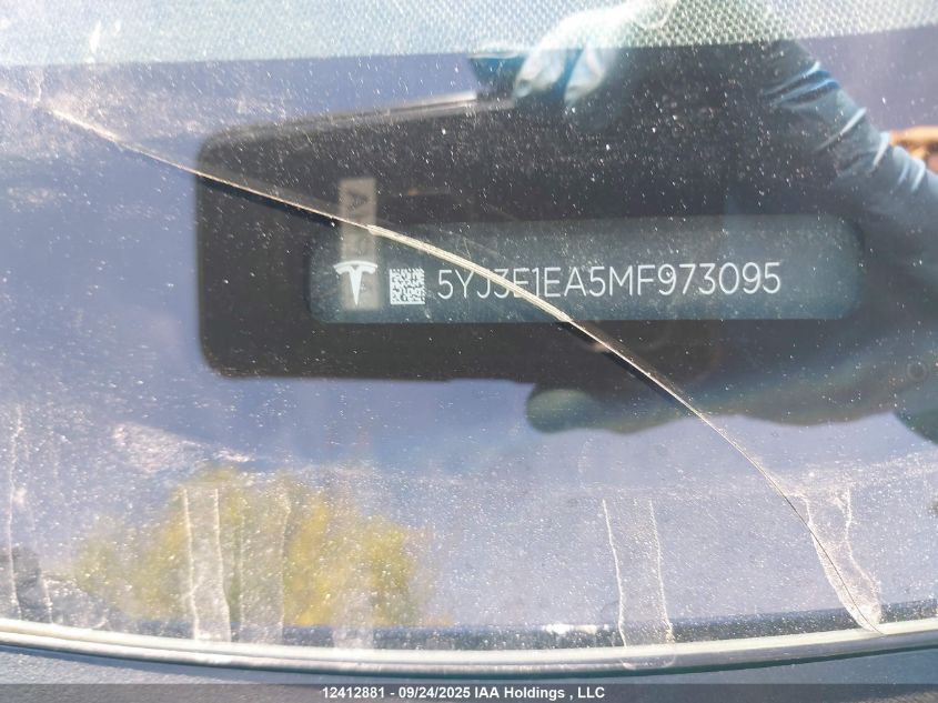 2021 Tesla Model 3 Standard Range/Standard Range Plus VIN: 5YJ3E1EA5MF973095 Lot: 12412881