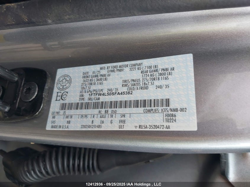 1FTFW4L50SFA45382 2025 FORD F-150 photo no. 9