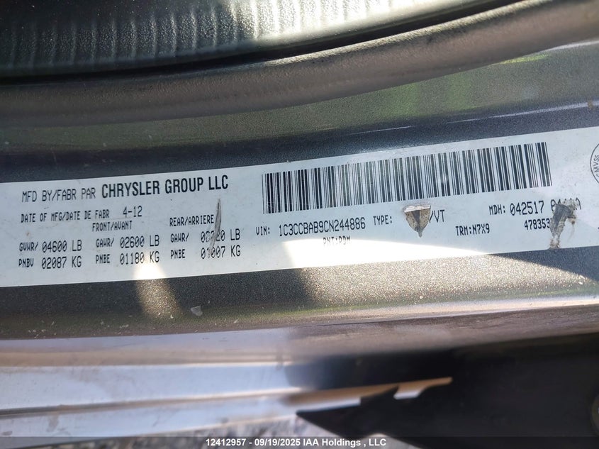 1C3CCBAB9CN244886 2012 CHRYSLER 200 photo no. 19