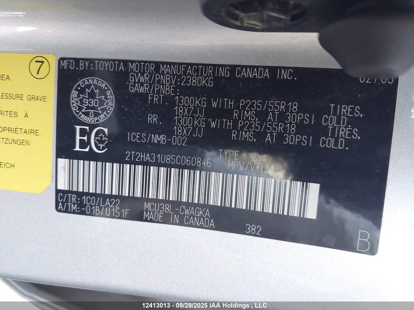 2005 Lexus Rx 330 VIN: 2T2HA31U85C060846 Lot: 12413013