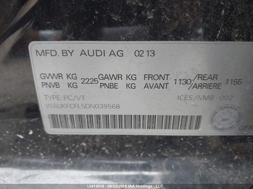 2013 Audi A4 2.0T Premium Plus VIN: WAUKFCFL5DN039568 Lot: 12413016