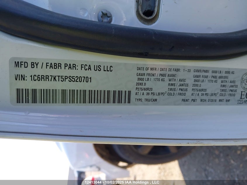 1C6RR7KT5PS520701 2023 RAM 1500 photo no. 9
