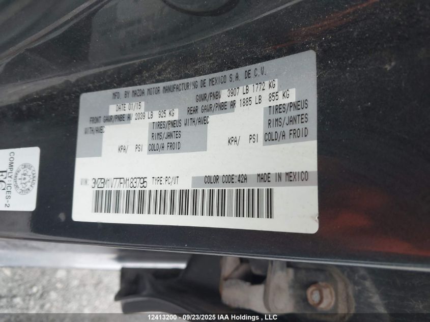 2015 Mazda 3 Touring VIN: 3MZBM1V77FM183795 Lot: 12413200