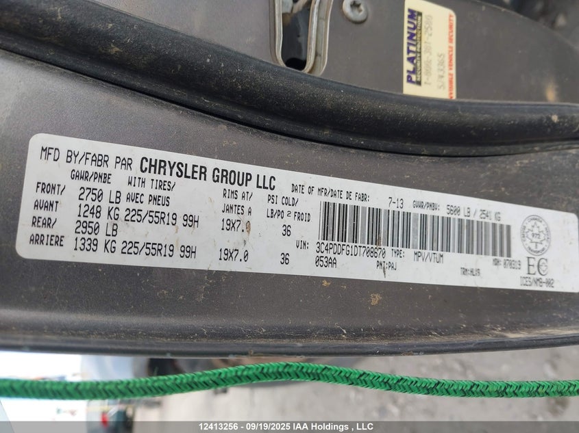 2013 Dodge Journey R/T VIN: 3C4PDDFG1DT708670 Lot: 12413256