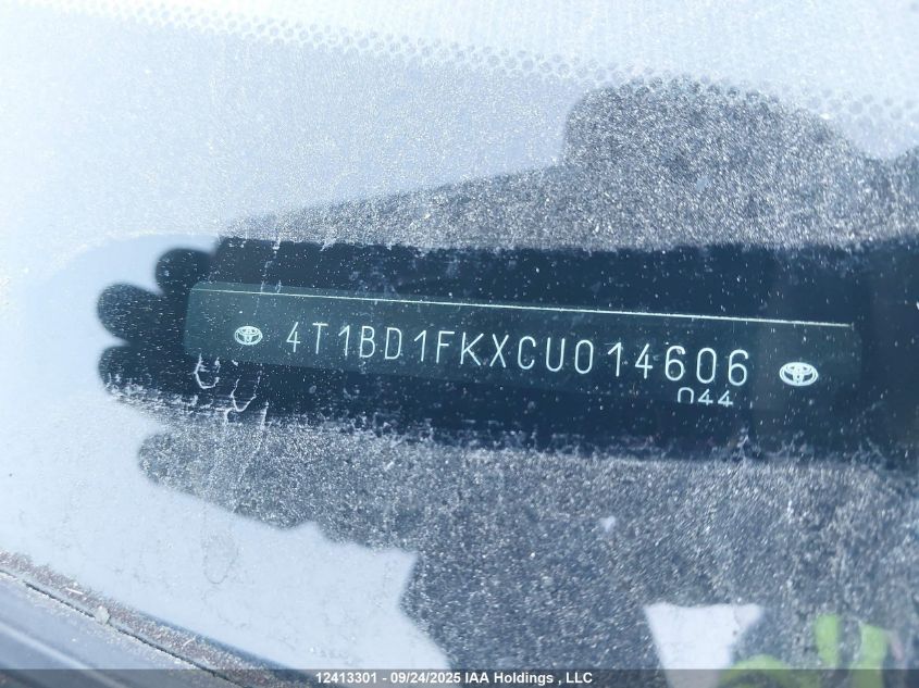 2012 Toyota Camry Hybrid/Le/Xle VIN: 4T1BD1FKXCU014606 Lot: 12413301