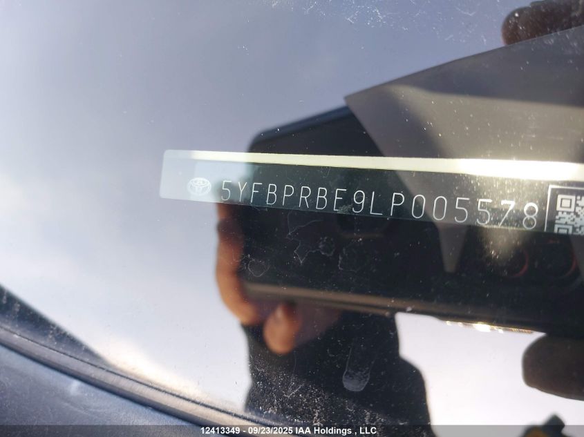 2020 Toyota Corolla Le VIN: 5YFBPRBE9LP005578 Lot: 12413349