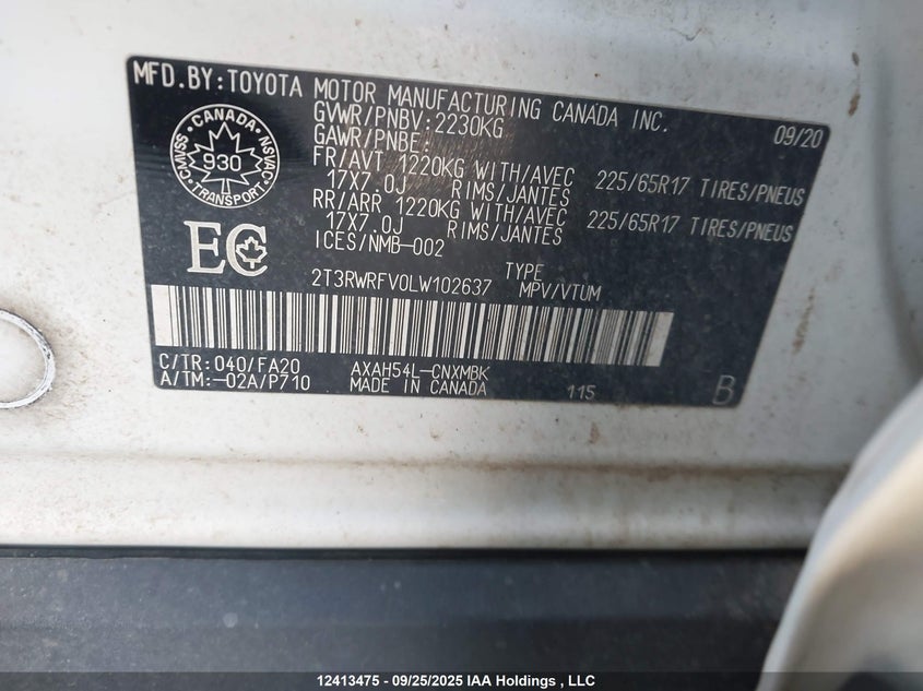 2T3RWRFV0LW102637 2020 TOYOTA RAV 4 photo no. 18