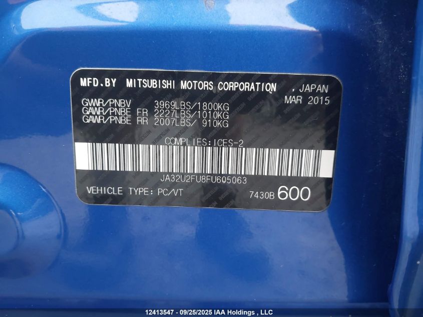 MITSUBISHI LANCER 2015 JA32U2FU8FU605063 Photo 9