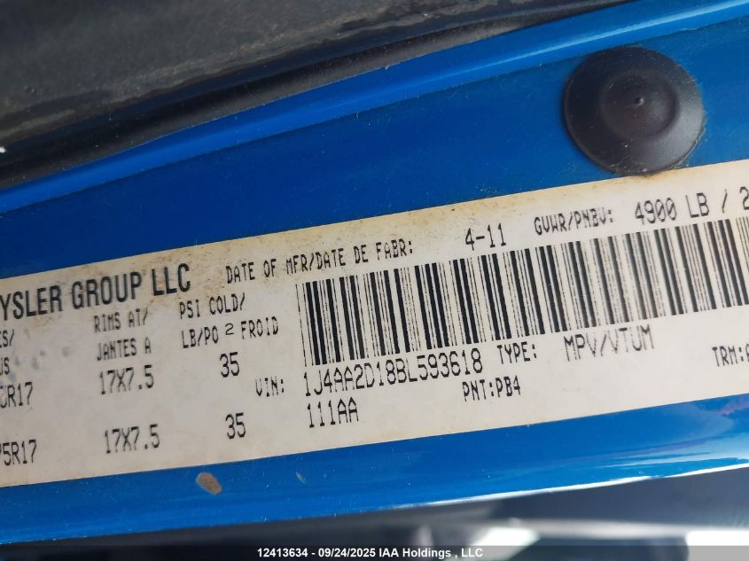 2011 Jeep Wrangler Sport VIN: 1J4AA2D18BL593618 Lot: 12413634