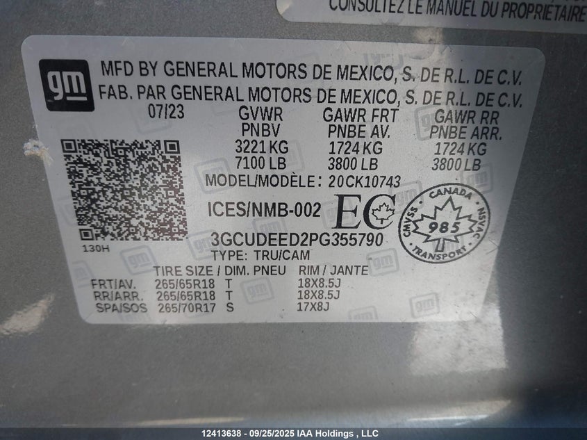 3GCUDEED2PG355790 2023 CHEVROLET SILVERADO photo no. 9