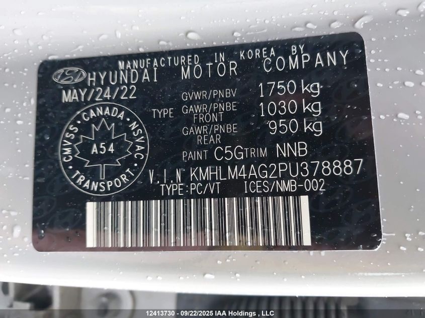 2023 Hyundai Elantra Preferred Ivt With Tech Package VIN: KMHLM4AG2PU378887 Lot: 12413730