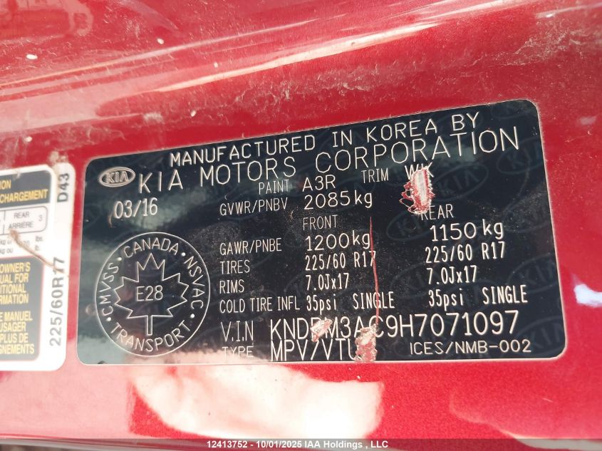 2017 Kia Sportage Lx VIN: KNDPM3AC9H7071097 Lot: 12413752