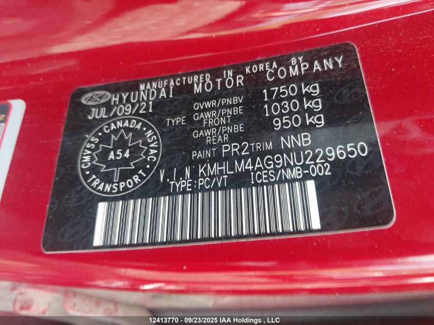 2022 Hyundai Elantra Sel VIN: KMHLM4AG9NU229650 Lot: 12413770