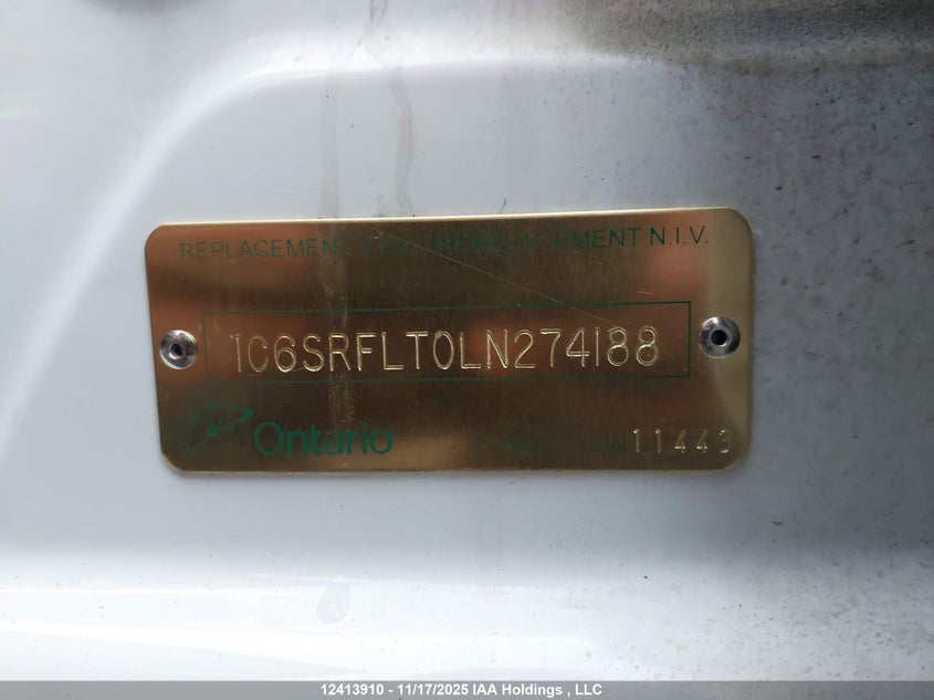 2020 Dodge Ram 1500 VIN: 1C6SRFLT0LN274188 Lot: 12413910