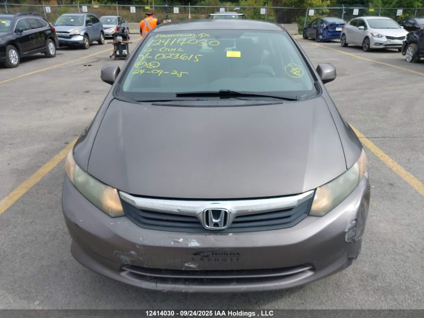 2012 Honda Civic Lx VIN: 2HGFB2F42CH023615 Lot: 12414030