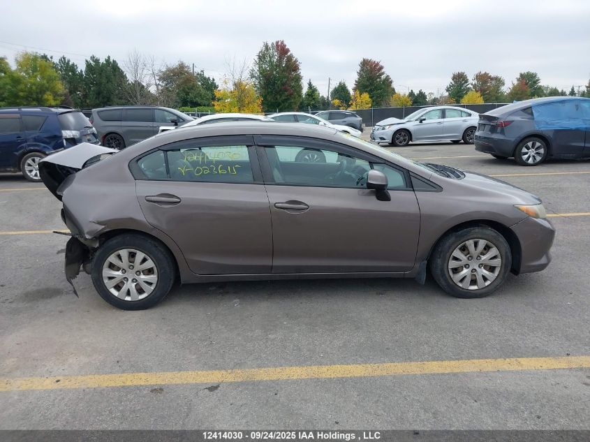 2012 Honda Civic Lx VIN: 2HGFB2F42CH023615 Lot: 12414030