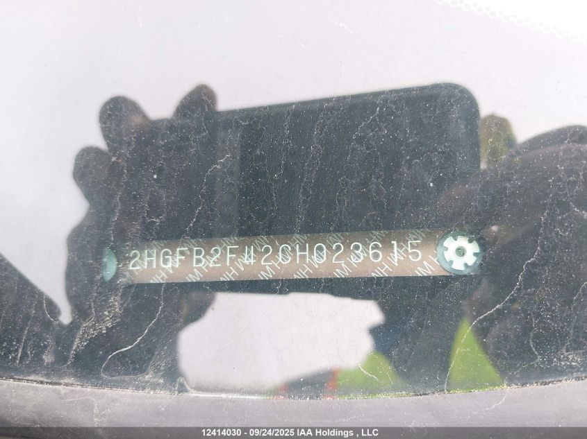 2012 Honda Civic Lx VIN: 2HGFB2F42CH023615 Lot: 12414030