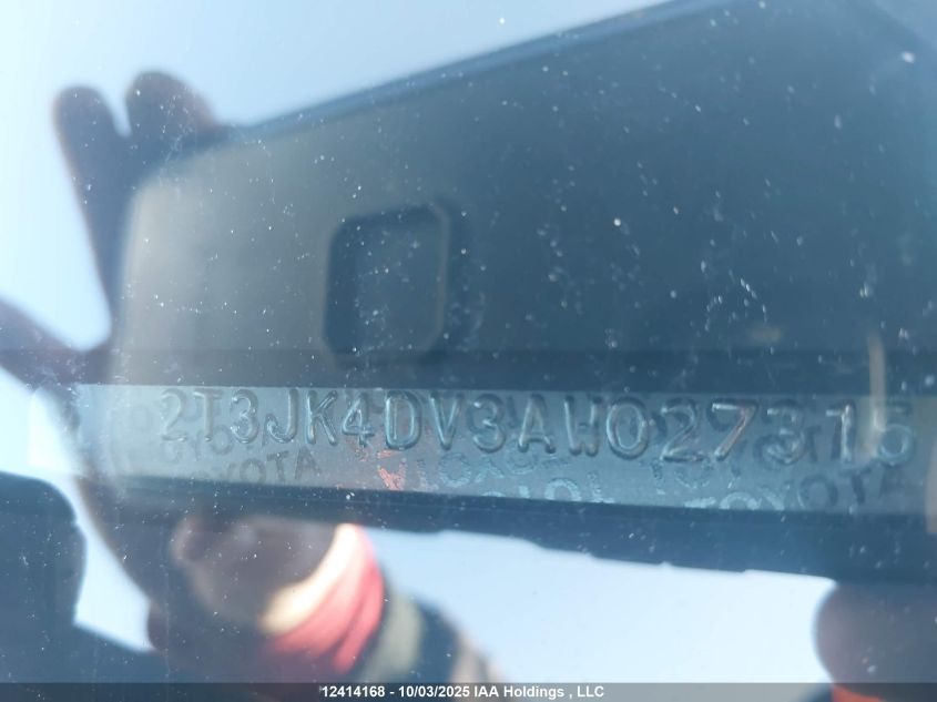 2010 Toyota Rav4 Base V6 VIN: 2T3JK4DV3AW027315 Lot: 12414168