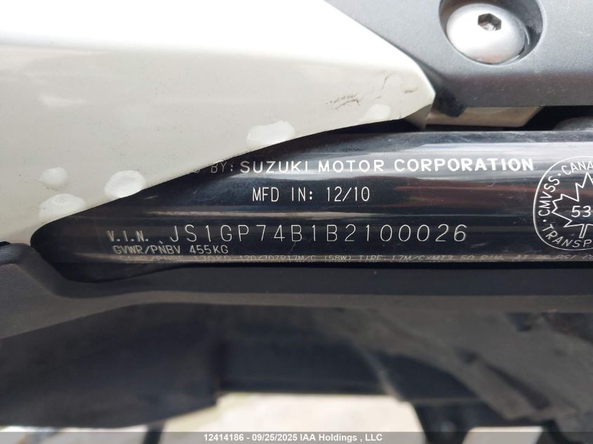 2011 Suzuki Gsx650 Fa VIN: JS1GP74B1B2100026 Lot: 12414186