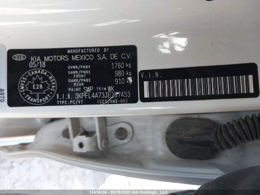 2018 Kia Forte Lx/Lx+ VIN: 3KPFL4A73JE267453 Lot: 12414204