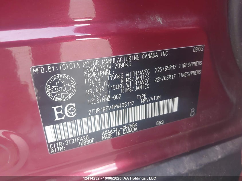 2T3R1RFV4PW405117 2023 TOYOTA RAV 4 photo no. 9