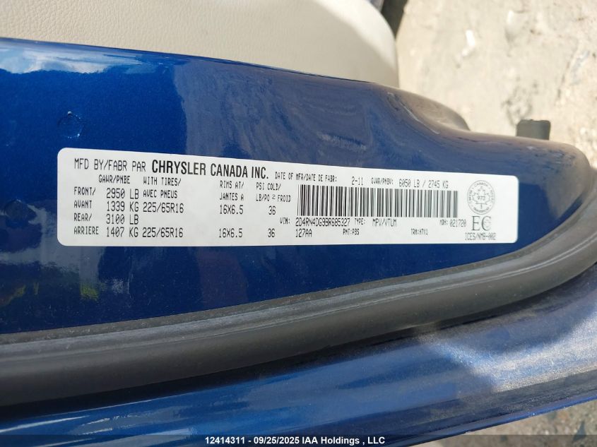 2011 Dodge Grand Caravan VIN: 2D4RN4DG9BR685327 Lot: 12414311