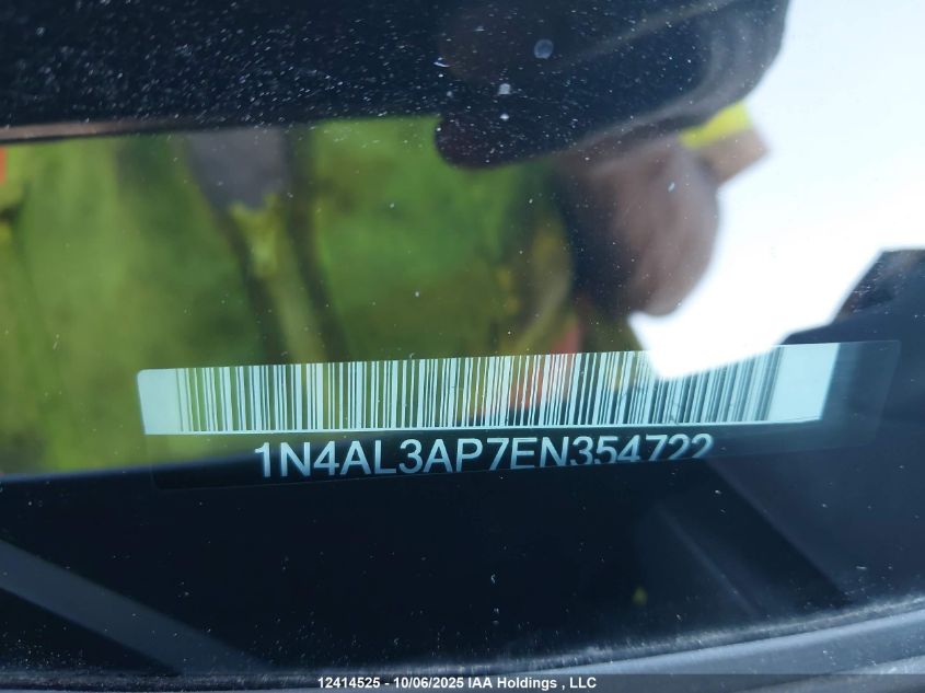 2014 Nissan Altima 2.5/2.5 S/2.5 Sl/2.5 Sv VIN: 1N4AL3AP7EN354722 Lot: 12414525