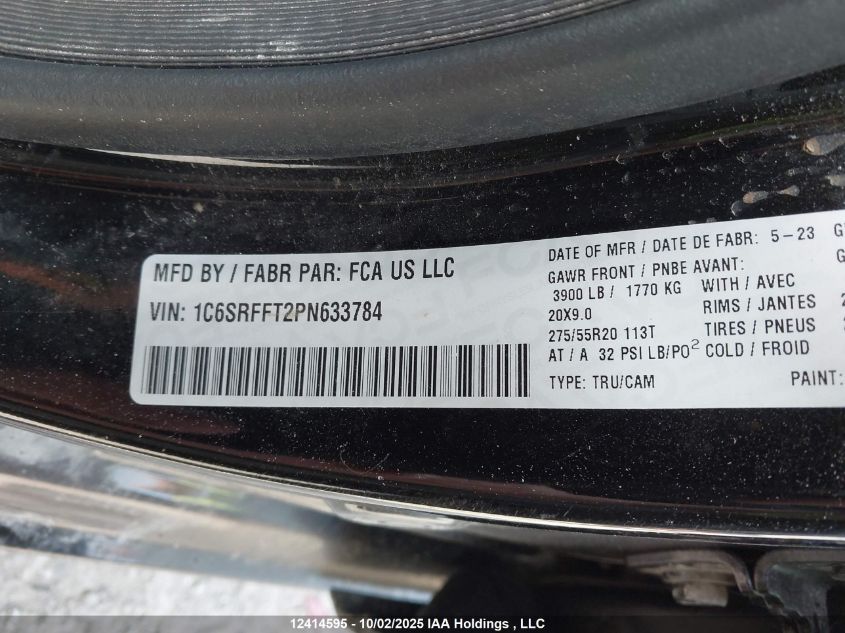 2023 Dodge Ram 1500 VIN: 1C6SRFFT2PN633784 Lot: 12414595