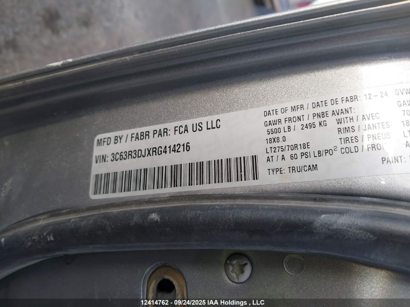 2024 Ram 3500 Big Horn VIN: 3C63R3DJXRG414216 Lot: 12414762