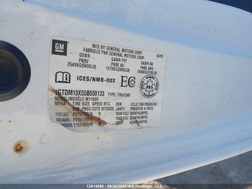 1GTDM19X55B508133 2005 GMC SAFARI photo no. 9