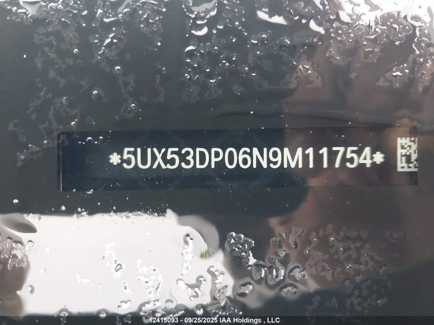 2022 BMW X3 xDrive30I VIN: 5UX53DP06N9M11754 Lot: 12415093