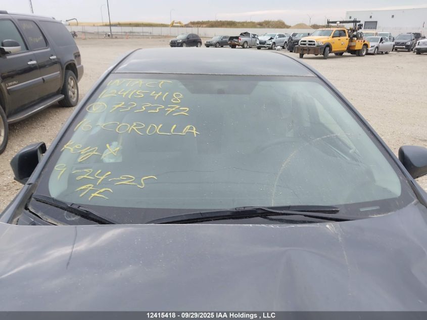 2016 Toyota Corolla L/Le/Le Pls/Prm/S/S Pls VIN: 2T1BURHE5GC733372 Lot: 12415418