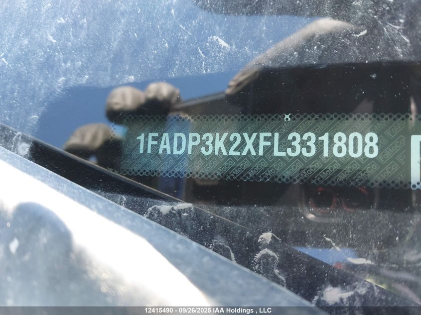 2015 Ford Focus Se VIN: 1FADP3K2XFL331808 Lot: 12415490