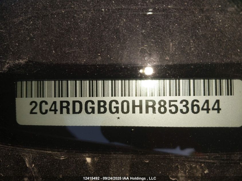 2017 Dodge Grand Caravan Se VIN: 2C4RDGBG0HR853644 Lot: 12415492