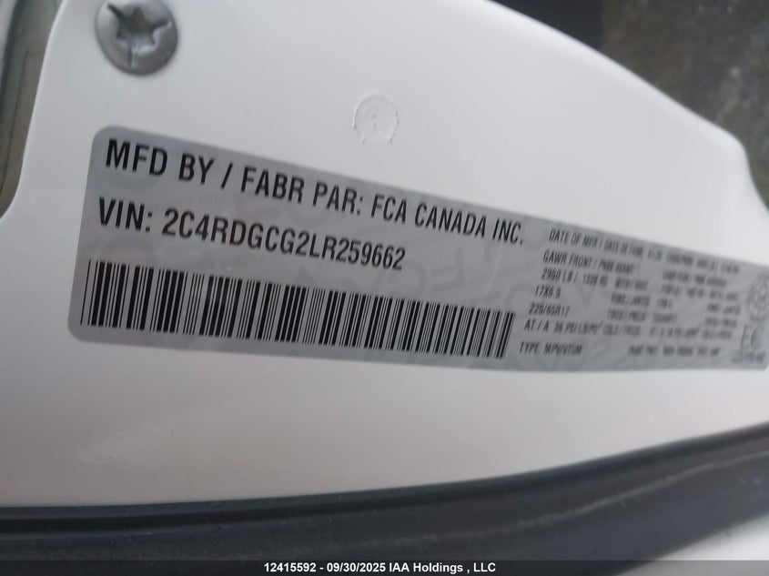 2C4RDGCG2LR259662 2020 DODGE CARAVAN photo no. 9
