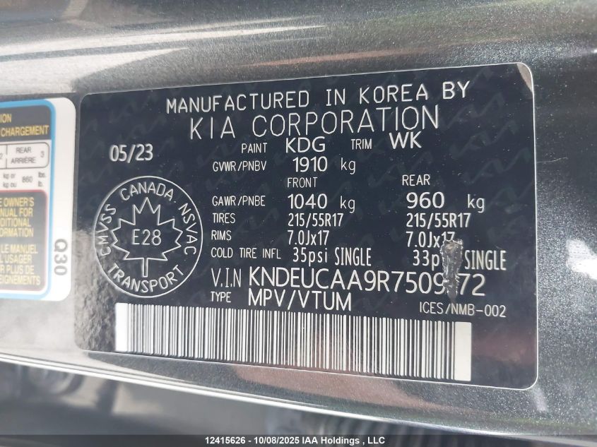 2024 Kia Seltos Ex VIN: KNDEUCAA9R7509172 Lot: 12415626