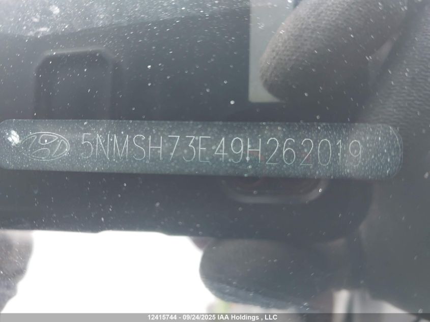 2009 Hyundai Santa Fe VIN: 5NMSH73E49H262019 Lot: 12415744