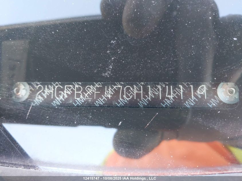 2012 Honda Civic Lx VIN: 2HGFB2F47CH114119 Lot: 12415747