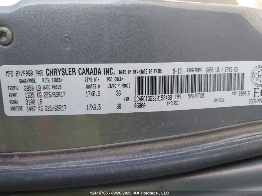 2014 Chrysler Town & Country Limited VIN: 2C4RC1GG3ER152438 Lot: 12415765