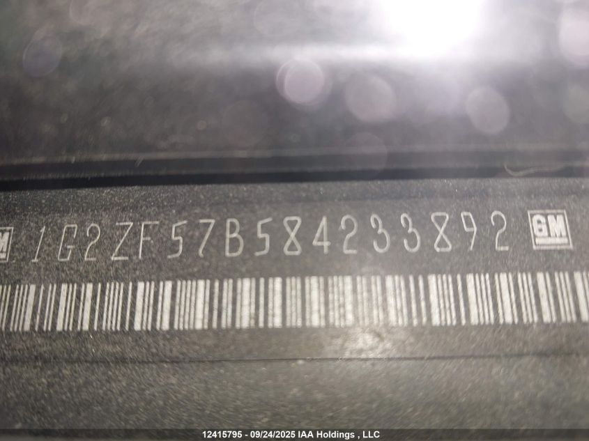 2008 Pontiac G6 Value Leader/Base VIN: 1G2ZF57B584233892 Lot: 12415795
