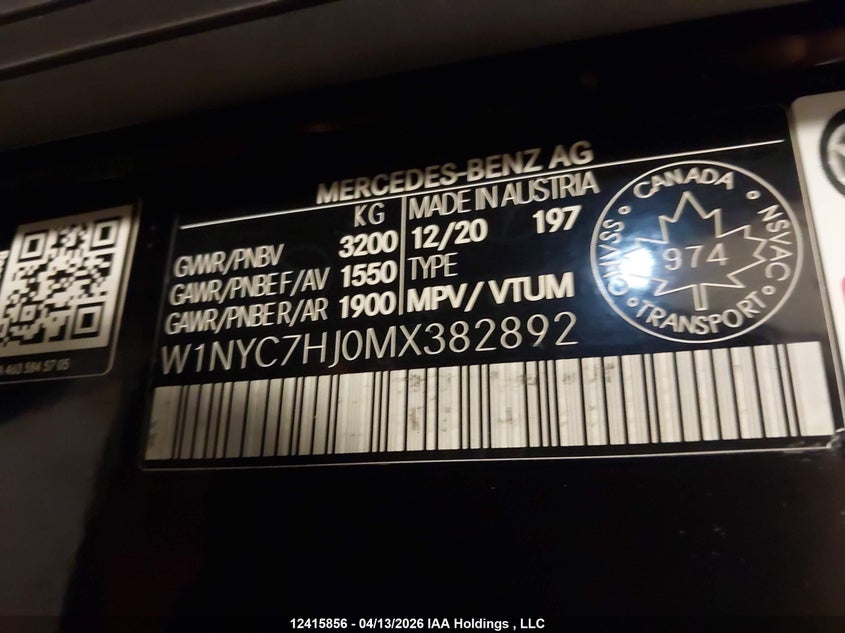 2021 Mercedes-Benz Amg G 63 4Matic VIN: W1NYC7HJ0MX382892 Lot: 12415856