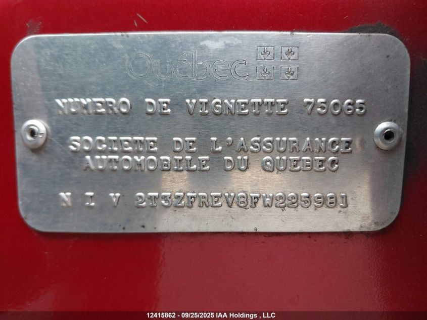 2015 Toyota Rav4 Le VIN: 2T3ZFREV8FW225981 Lot: 12415862