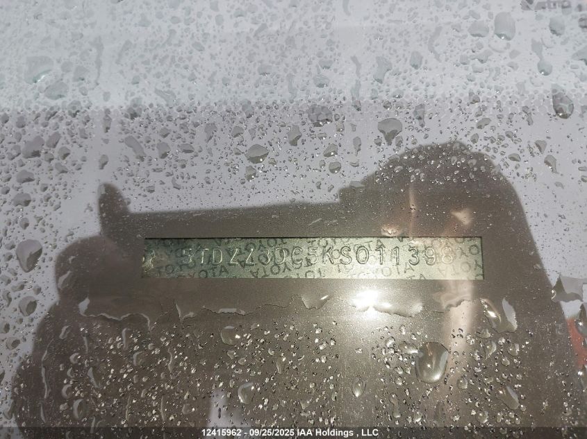 2019 Toyota Sienna VIN: 5TDZZ3DC5KS011398 Lot: 12415962