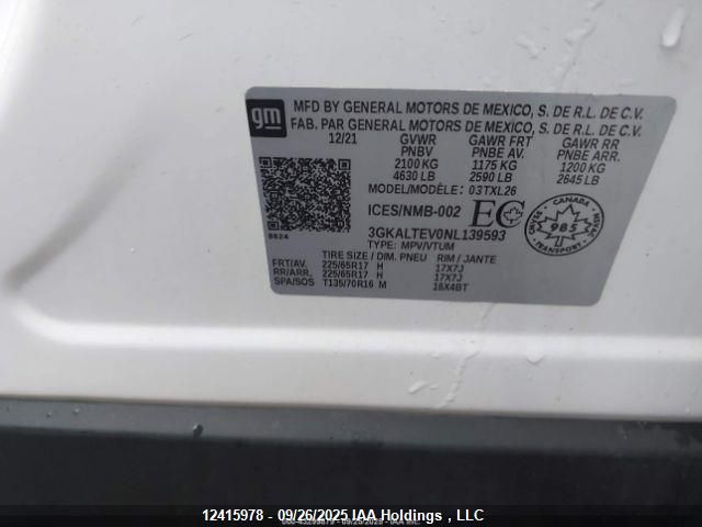 2022 GMC Terrain Sle VIN: 3GKALTEV0NL139593 Lot: 12415978