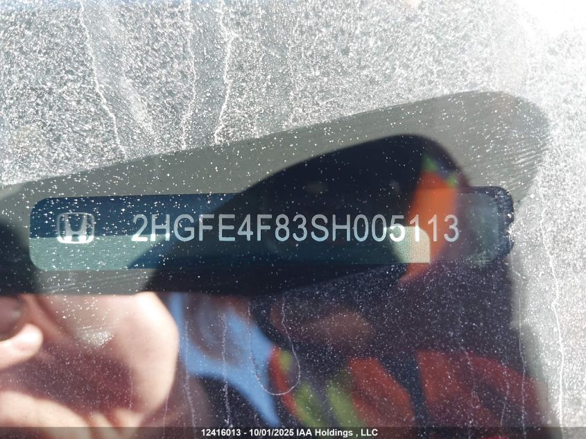 2025 Honda Civic Hybrid VIN: 2HGFE4F83SH005113 Lot: 12416013