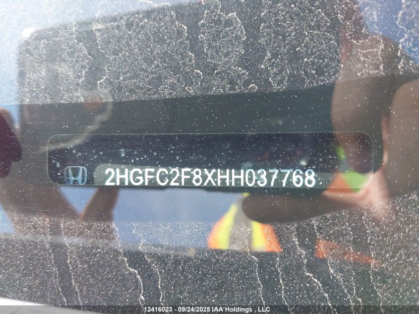 2017 Honda Civic Ex 4Dr VIN: 2HGFC2F8XHH037768 Lot: 12416023