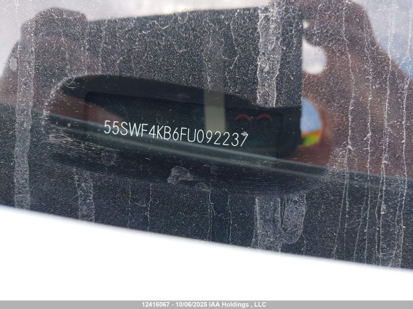 2015 Mercedes-Benz C 300 4Matic VIN: 55SWF4KB6FU092237 Lot: 12416067